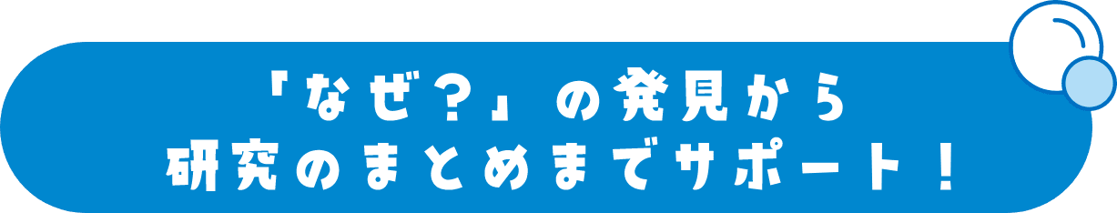 「なぜ？」の発見から研究のまとめまでサポート！